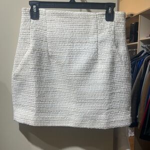Cream tweed high waist skirt